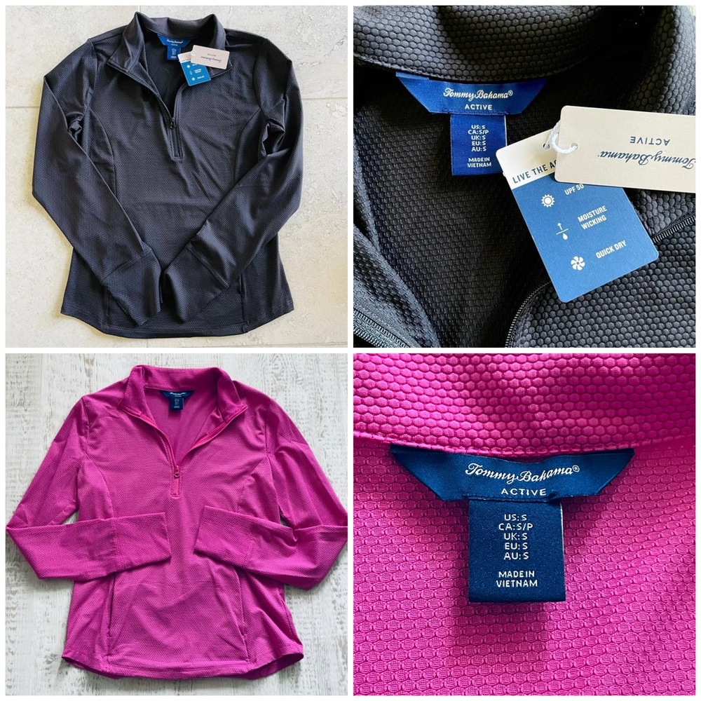 2 Tommy Bahama Island Active Long Sleeve pullover Sz Small